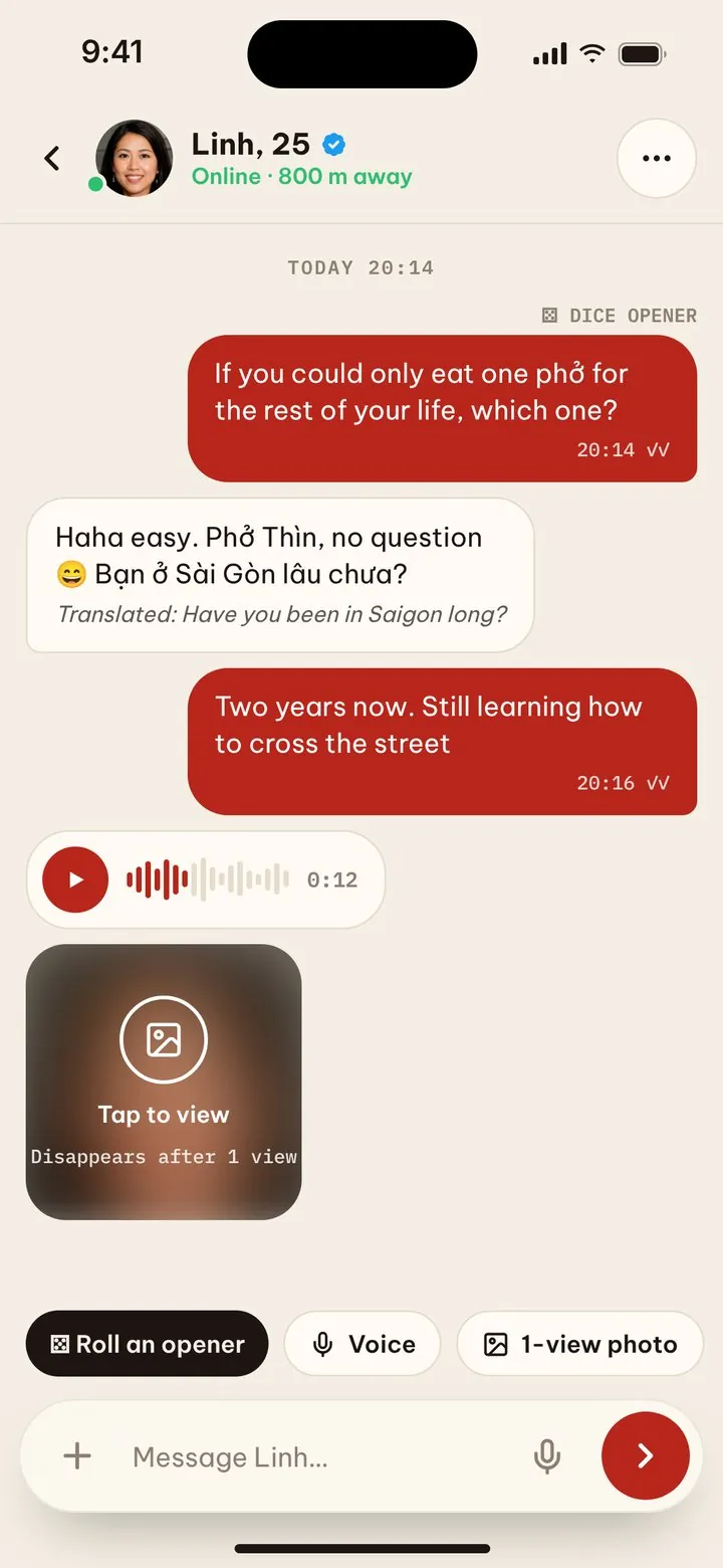 Cuộc trò chuyện có tin nhắn được dịch